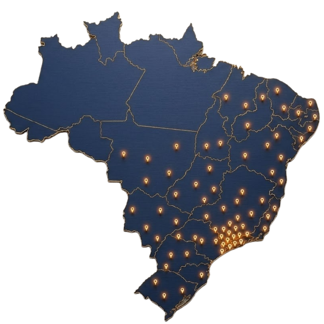 Mapa do Brasil com clínicas atendidas pelo grupo
